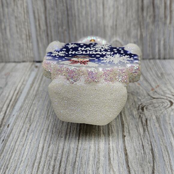 OWC Snowman Glass Ornament Glitter Happy Holidays Christmas Decor Collectible‎ - Picture 6 of 9